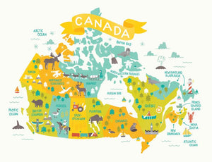 Map of Canada Art Print - Blue