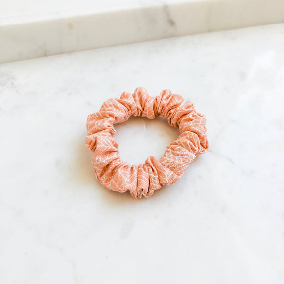 Peach Chevron Scrunchie Hair Tie