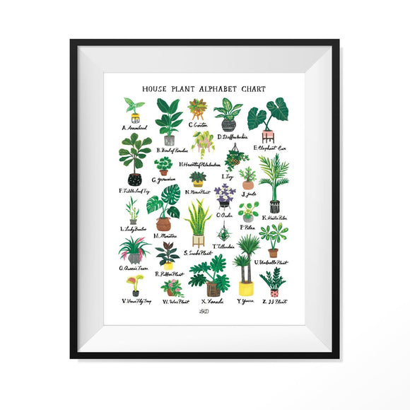 House Plants Alphabet Chart Print