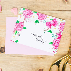 Thanks Lovely Watercolour Floral Card